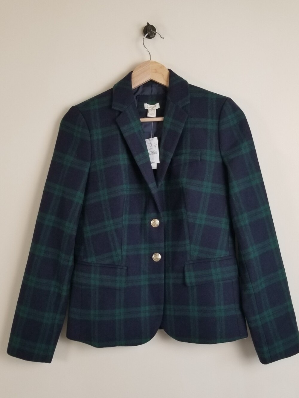 J Crew Wool Blend Plaid Schoolboy Blazer Size 0 NWT - Picture 2 of 9